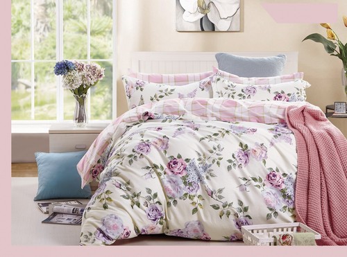 Queen size pink purple roses - pink,