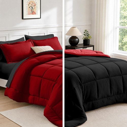 Queen size red black - size,