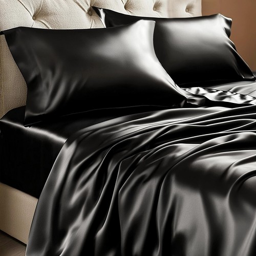 Satin sheets queen - size, bed